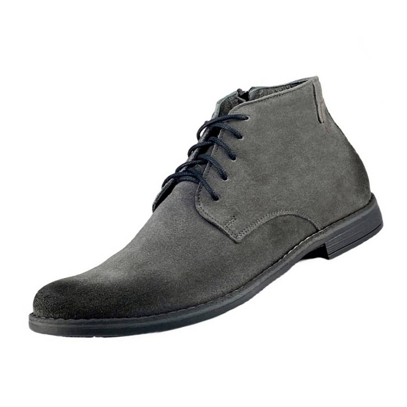 NAPOLI Scarpe da uomo con altezza aumentata - Scarpe con tacco da interno da uomo - Scarpe casual da uomo in pelle grigia altezza 6 cm
