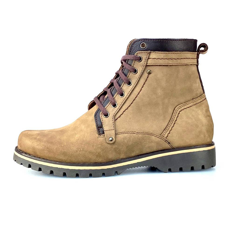 PERUGIA Scarpe Uomo Suola Rialzata - Scarpe Con Tacco Interno Uomo - Stivali Casual Da Uomo In Pelle Marrone Con Rialzo 7 CM